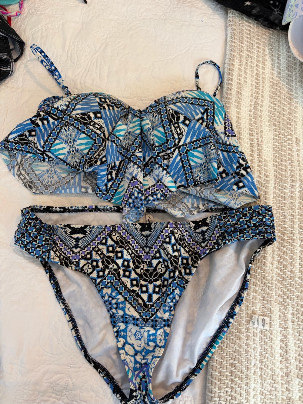 Kenneth Cole Blue Black Printed Women's Bikini